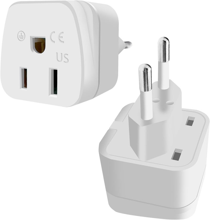 OFOAEEA European Travel Plug Adapter, Type C Adapters, 2 Pack US to Europe PlugAdapter, Adapter for Europe Plug, European Plug Adapter, for USA to EU Italy Spain France Germany Iceland Greece Plug, White - Image 1